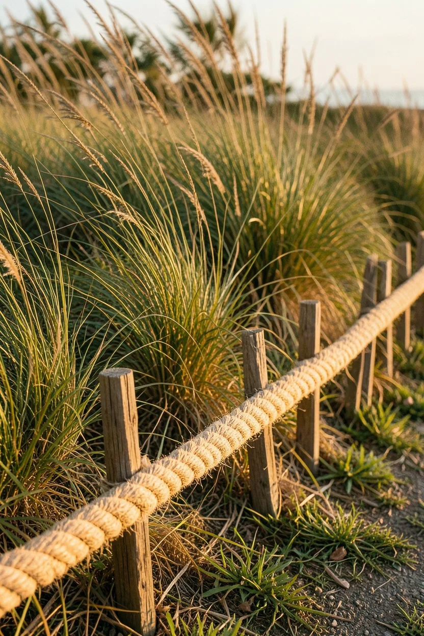 Stitch Thick Manila Rope along Stakes