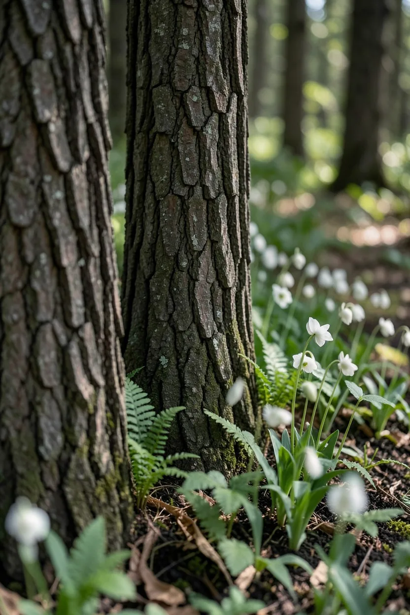 Line with Thick Heavy Tree Bark Plates
