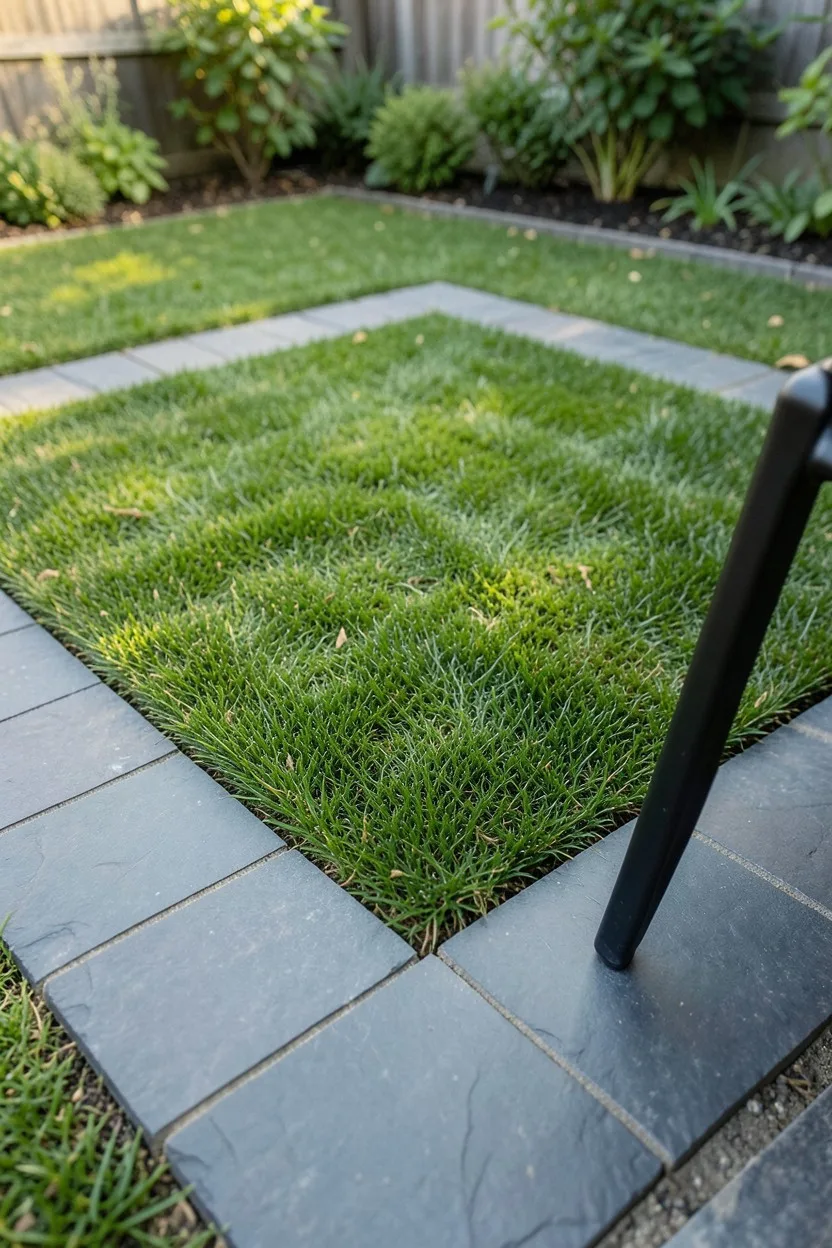 Slate Slate Border with Center Grass Plot