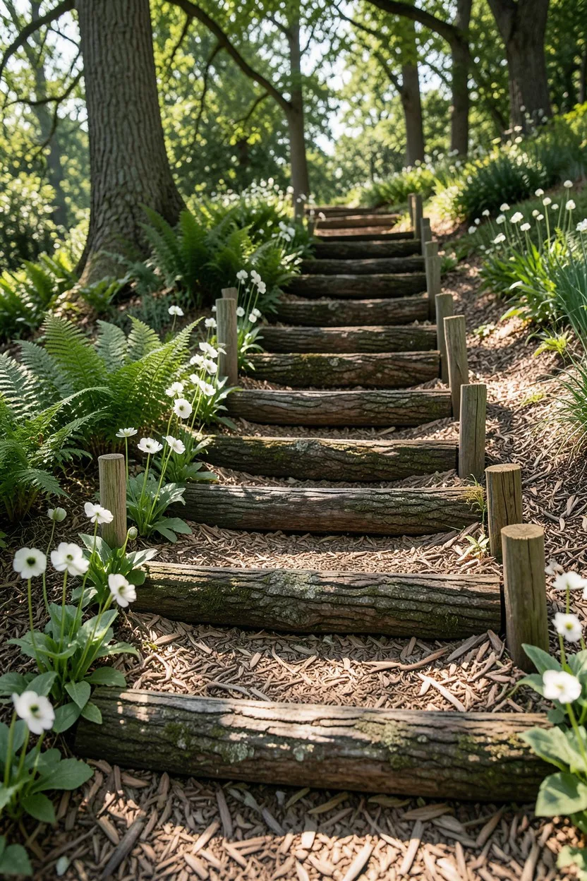 Repurposed Fallen Log Terrace Steps