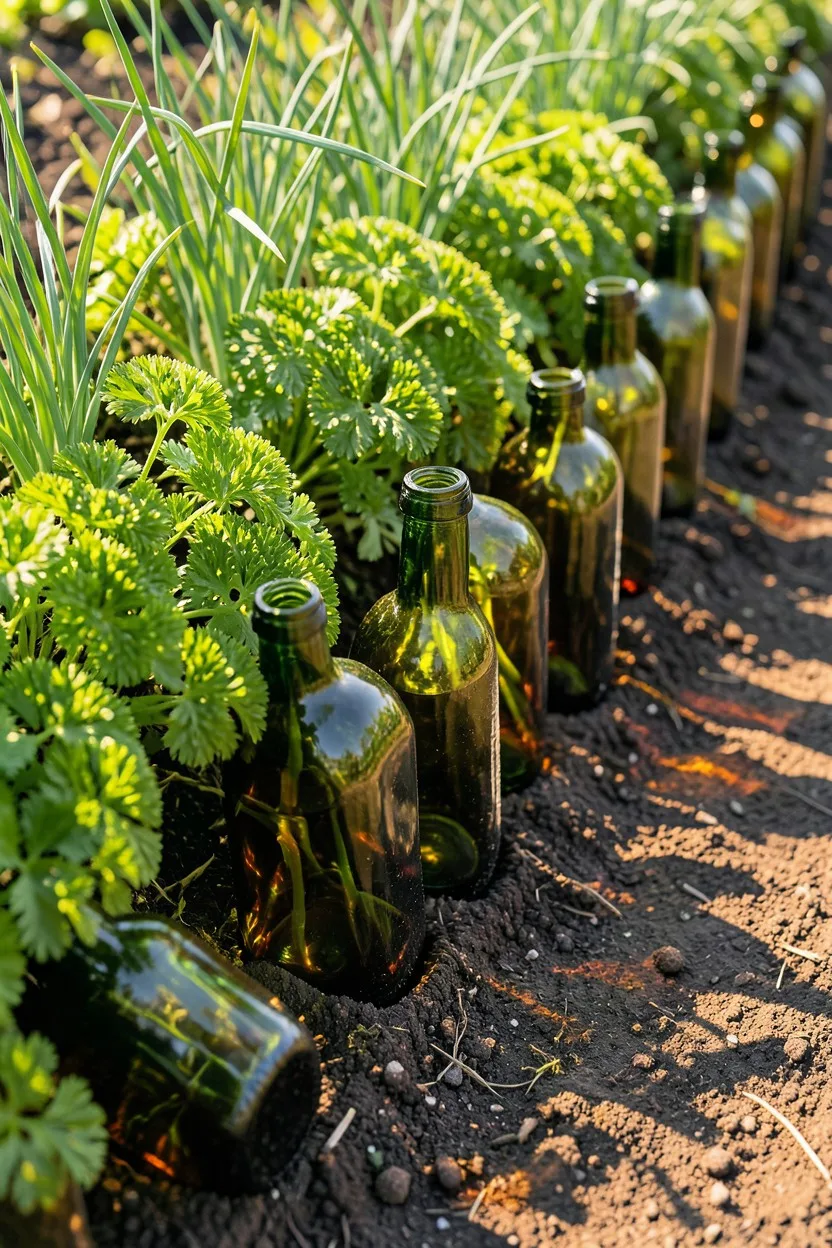 Inverted Wine Bottle Garden Borders