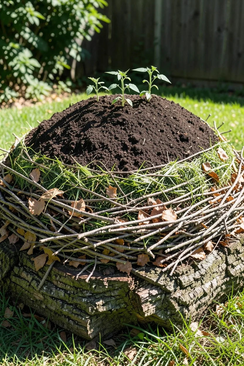 Tree Limb Hugelkultur Raised Mounds