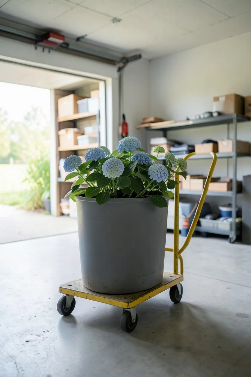 Shelter Potted Hydrangeas Indoors