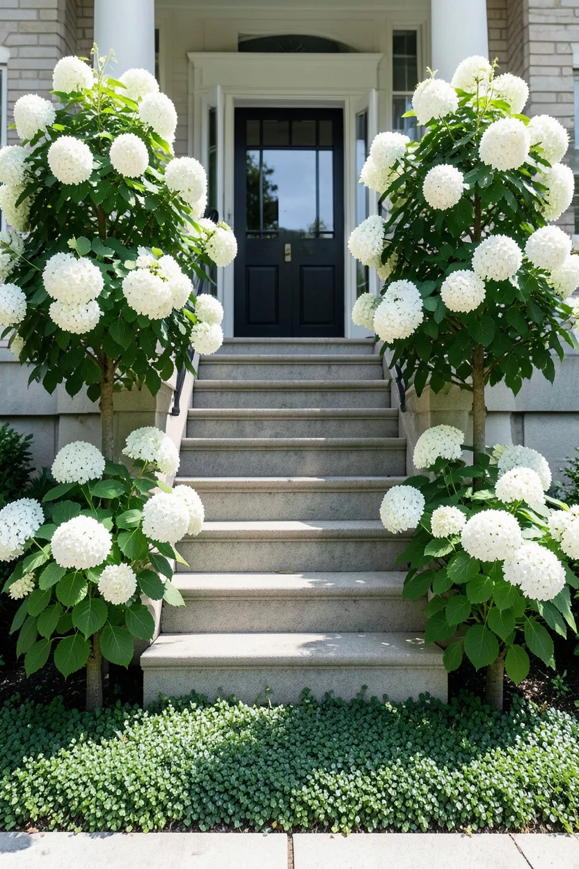 Symmetrical Entryway Framing with Stately Standards
