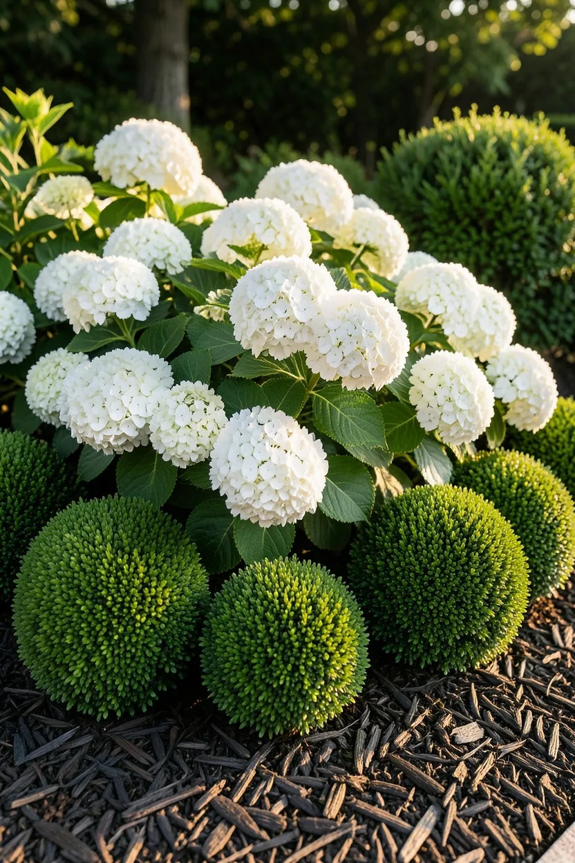 Textural Contrasts with Boxwood and White Wedding