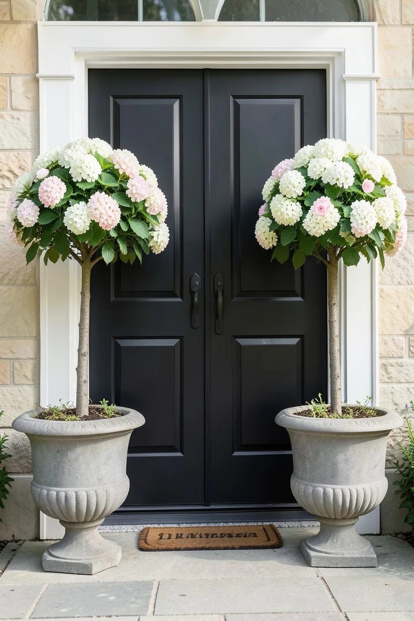 Framing Front Entryways with Elegant Potted Tree-Forms