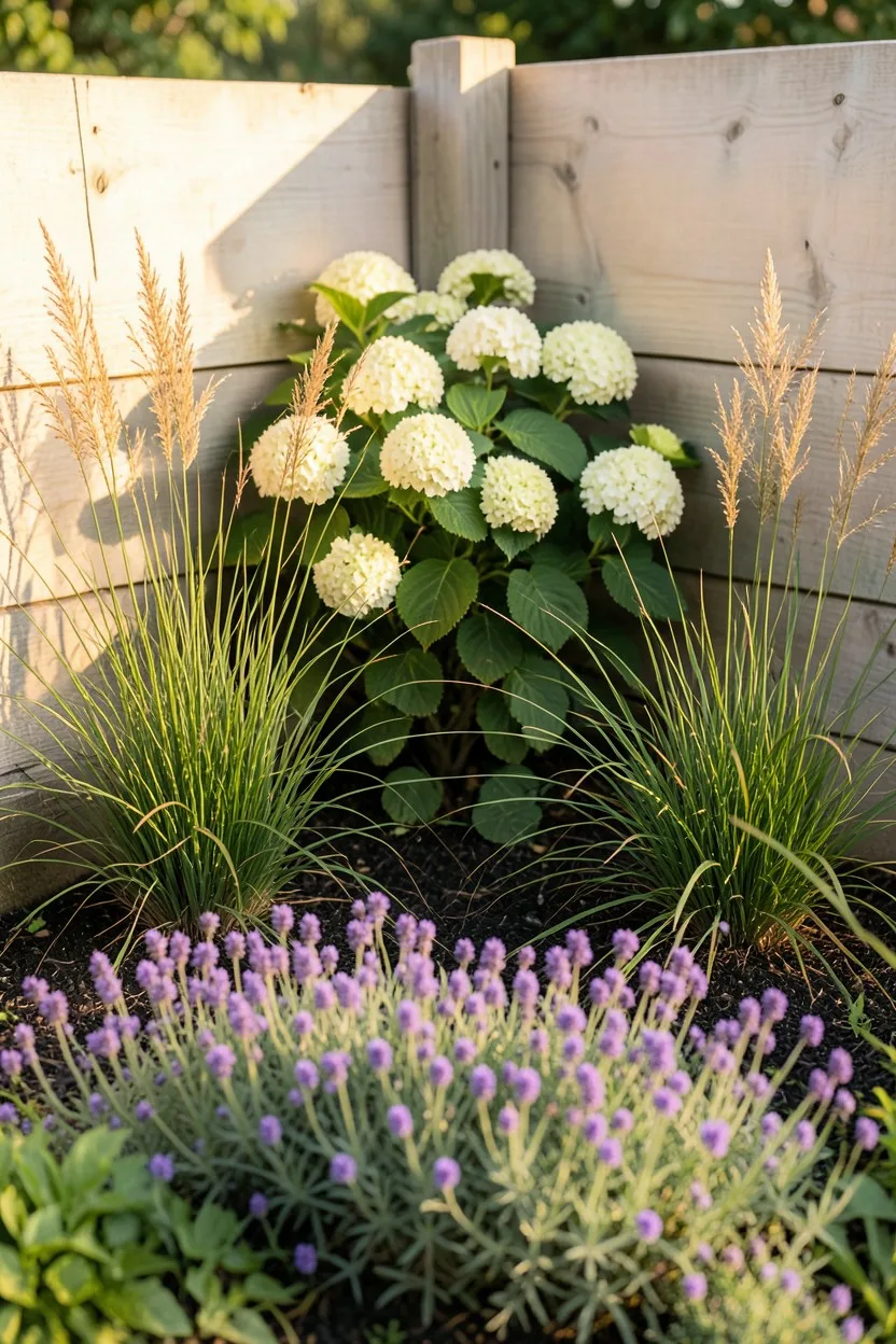 Layered Backyard Corner Foundation Grouping