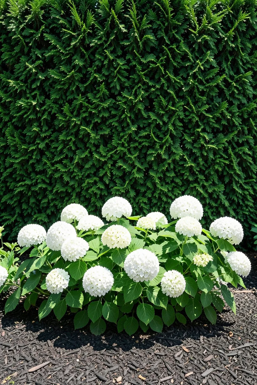 Textural All-White Borders with Glossy Evergreen Backdrops